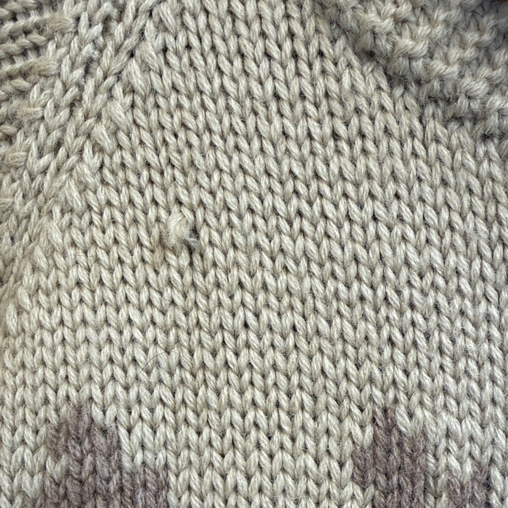 Hand knitted Ralph Lauren Beige Shawl-Collar Zip with Multicolor Fishing Motif - Picture 3 of 6
